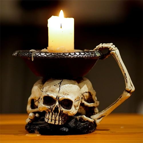 Handmade Halloween Gothic Candlestick Holders Skull Votive Holder